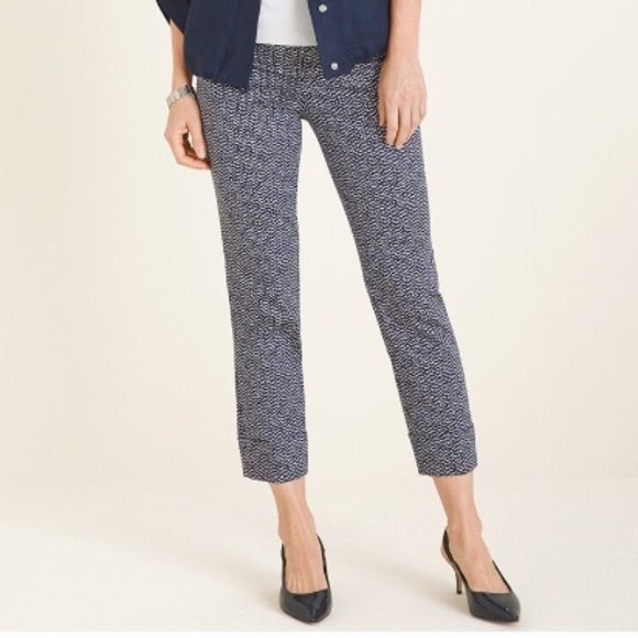 Chico's Secret Stretch Straight Leg Crop Pants Size 14 Petite Office Career - Picture 1 of 11